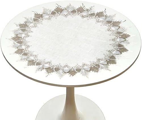 Runde Spitzen Tischdecken 60 cm in Beige Elegante Tischdecken für Esszimmer