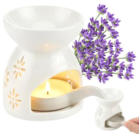 2 Pcs Brûleurs Huile Essentielle en Céramique,Lampe à Parfum en Céramique Diffuseur d'Arômes pour Cadeaux de Décor Yoga Bureau à Domic Blanc