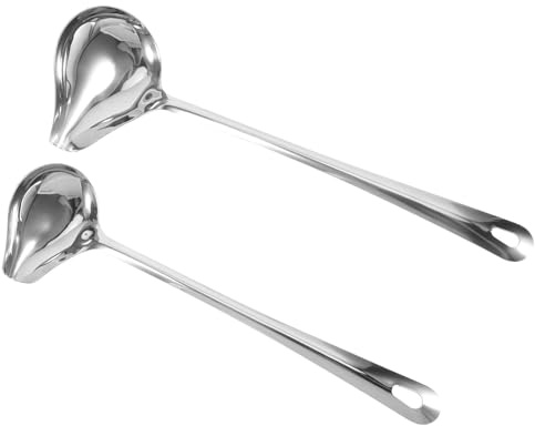 TIDTALEO Cucharas para Salsa de Acero Inoxidable 2piezas, Cucharas Culinarias Prácticas para Servir Diseño Único y Aptas para Olla Caliente