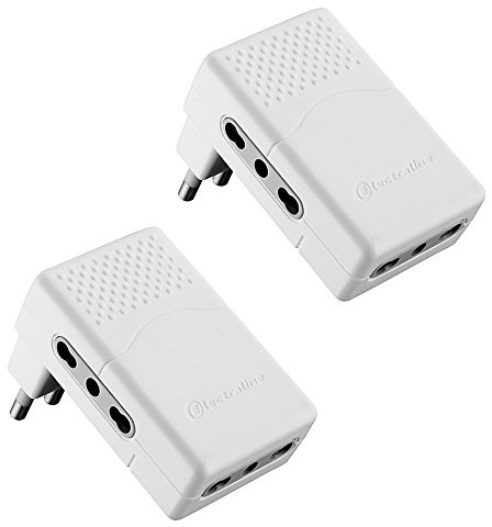 Electraline 92306 set 2 adattatori multipresa tripla 3 posti bivalenti 10/16A spina grande 16A - adattatore triplo salvaspazio bianco