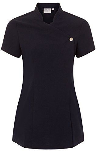 Proluxe Press Stud Salon Tunic - Beauty Hairdressing Massage Therapist Spa Health Work Nail Uniform (Navy, 28)