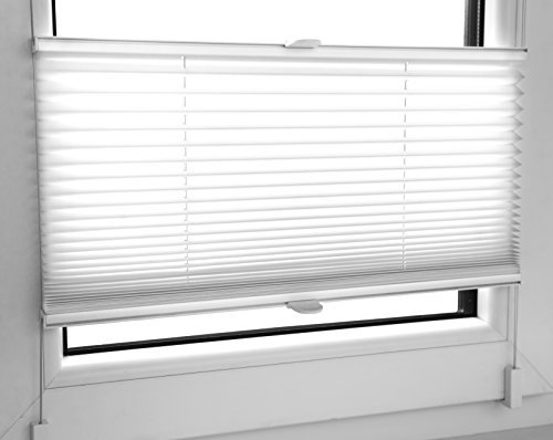 White Pleated Blinds 18 Width Sizes, Easy Fit Install Plisse Conservatory Blinds 200cm Drop (55cm Wide)