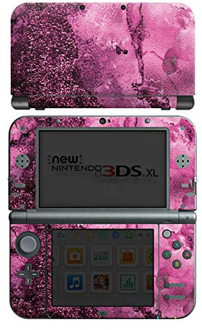 DeinDesign Skin kompatibel mit Nintendo New 3DS XL Folie Sticker pink Marmor Glitzer Look