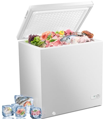 Antarctic Star 7.0 Cu.ft Chest Freezer 6.8℉to -4℉with Removable Basket Free Standing Top open Door Compact Freezer with Adjustable 7 Temperature Defrost Water Drain/Power Saving UL Certified White