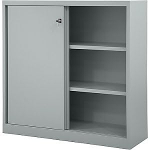 Bisley LIGHT Schiebetürenschrank ECO, 3 Ordnerhöhen, Silber