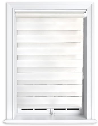 Lister Cartwright Premium Quality Zebra Blind Day & Night Blind Roller Blinds fashionable, White 60 x 165 cm