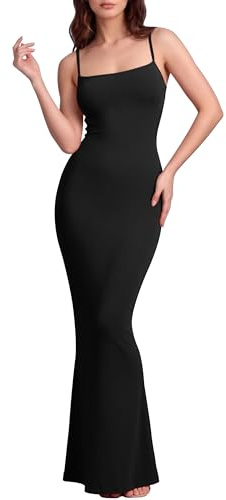 VIUTIL Women's Sexy Bodycon Maxi Dress Sleeveless Tight Lounge Slip Long Dress 2026 Summer, Black, Small