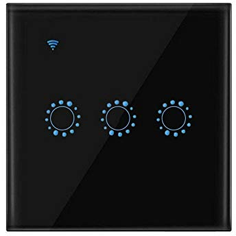 Smart Light Switch, Smart Home WiFi Wireless Panel Touch Wall Light Remote Control Switch Works with Alexa and Google Home, APP Remote Control (Black 3 Gang)