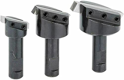 1/2 Shank Fly Cutter Set – 3 Pc Milling Fly Cutter with 3/4, 1-1/8 & 1-1/2 Heads + HSS Square Tool Bits | Surface Facing & Slot Milling Tool for Milling Machine