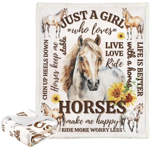 INNObeta Horse Gifts, Horse Blankets for Girls, 125 * 150CM Super Soft Cozy Warm Flannel Throw Blanket