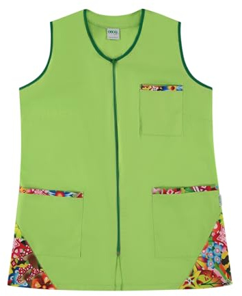 Siry Work Casacca Donna da lavoro Senza Maniche art. VALERY 35% Cotone 65% Poliestere MADE IN ITALY. Ideale nel settore alberghiero, estetico, alimentare e benessere (2XL, VERDE-F35)
