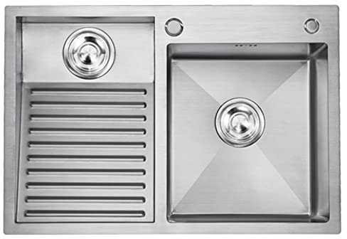GLMGBP Fregadero de balcón de Acero Inoxidable 304 de Gran tamaño con Doble cubeta, sobre encimera, estación de Trabajo, Fregadero de Cocina bajo encimera con Tabla de Frotar y Accesorios