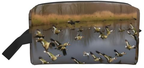 Trousse de toilette de chasse avec imprimé canards sauvages volants pour homme, trousse de toilette de voyage spacieuse pour femme, blanc, Taille unique