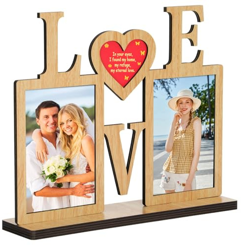 ZEEYUAN Love Cadre photo collage pour photos de 10 x 15 cm - Cadre de table - 10 x 15 cm - Cadeau pour mariage