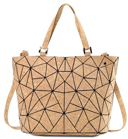 Sac à main en liège pour femme, Sacs à main géométriques Sacs à bandoulière Sacs à bandoulière Polyvalent Top Mode Sacs lumineux pour femmes Beige