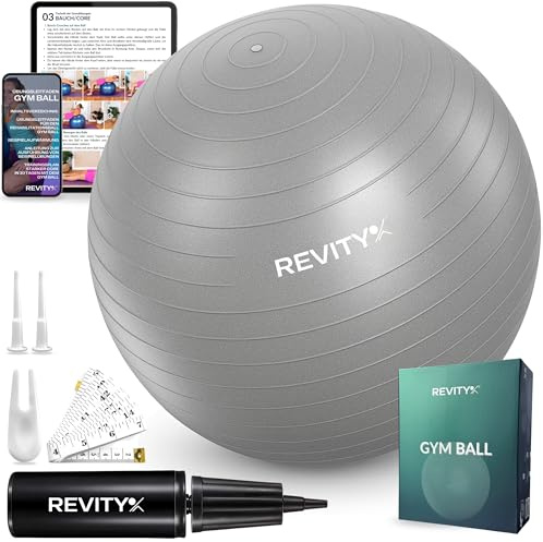 REVITY Gymnastics Ball, 65 cm, Pilates Ball, Ergonomic Office Sitting Ball