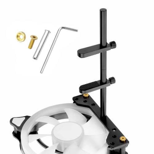 YAODHAOD Grafisk korthållare GPU, höjdjusterbar hållbar grafikkorthållare i aluminium för 12 cm fläktplatser (två stödmoduler) (svart)