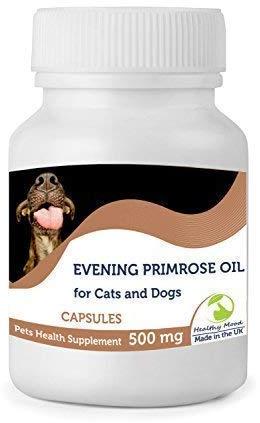 Olio di enotera 500 mg per gatti e cani animali domestici 30/60/90/120/180/250 Capsule Salute Nutrizione Supplemento Britain Qualità in Bottlles Umore sano UK - 60