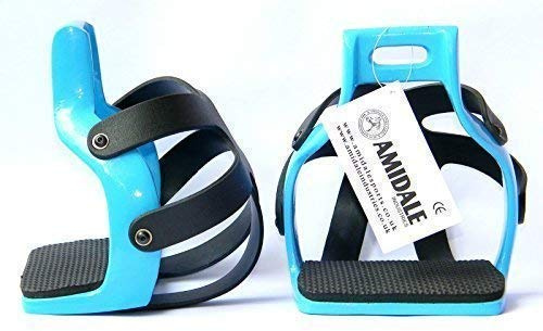 AMIDALE ALUMINIUM ENDURANCE FLEX RIDE CAGED SAFETY HORSE STIRRUPS (4.75, SKY BLUE)