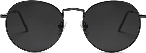 SOJOS Mode Rund Polarisiert Damen Herren Sonnenbrille Linsees Unisex Sunglasses SJ1014 mit Schwarz Rahmen/Grau Linse