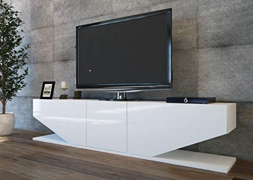 DECOROTIKA Incia TV Stand and Media Console TV Unit with Cabinets | 180 cm Wide | High Gloss White | Accommodates TVs up to 71''