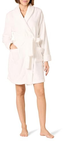 Amazon Essentials Damen Mittellanger Bademantel Plüsch (Erhältlich in Übergröße), Weiß, L