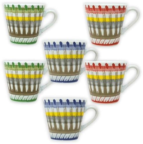 NAMAI - Set 6 Tazzine Caffe - Porcellana - Adatte in Lavastoviglie e Microonde - 50 ML - Tazzine Caffe Particolari - Tazzina da Caffè Particolari (Puglia 2)