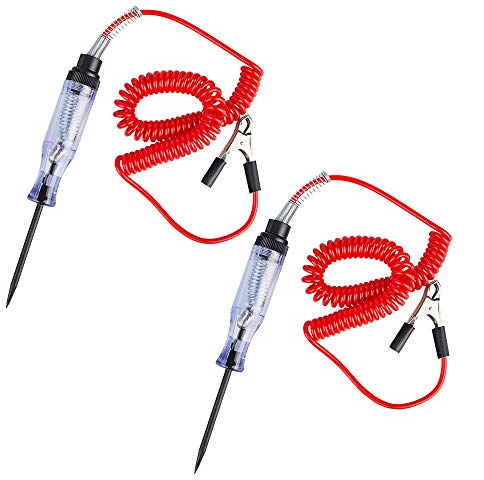 2 Pack Heavy Duty Automotive Circuit Tester, findTop Professional Circuit Tester with Indicator Light, Extended Spring Test Leads, Long Probe with Alligator Clip for Continuity Car Voltage