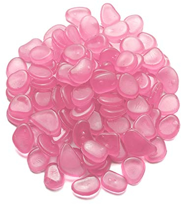 Mdurian 100Pcs Rosa Pietre Luminosi Ciottoli Luminosi Fluorescenti Luminose incandescenza nel Buio Pietre Rocce Ghiaia per casa Giardino passerella Acquario Decorazione