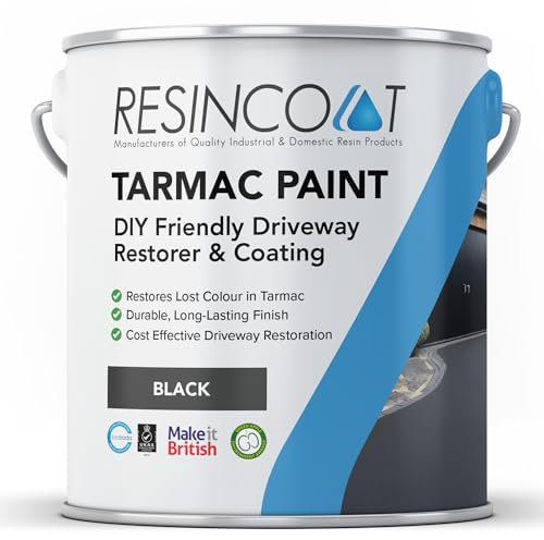 Resincoat Pro Tarmac & Driveway Paint, Outdoor Coating for Driveways, Pathways, Car Parks & More, Water Based, High Resin Content, Restores Lost Colours in Concrete, Tarmac or Asphalt, Black, 20KG