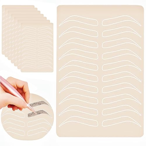 CINY 8 Piezas De Piel De Tatuaje De Cejas, Piel De Tatuaje De Práctica De De Látex, Principiantes Piel Artificial De Cuero Falso, Piel De De Doble Cara（blancas+Piel tatuada en blanco）