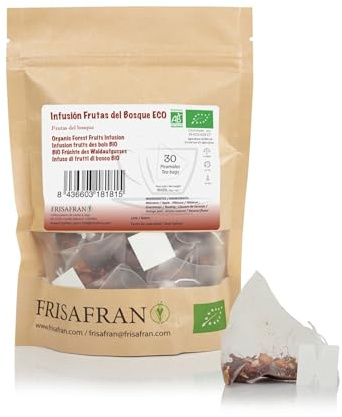 FRISAFRAN | Infuso di frutti della foresta biologica in piramidi 30 pezzi | 60g | Sacchetti di tè | Rilassante | Ricco di vitamine | Tè frutti della foresta | infusione di frutta | infusi vitaminici