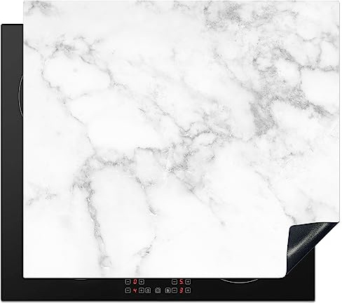 KitchenYeah© Cubre Vitrocerámica - Blanco | 59x52 cm - Protector Vitroceramica Induccion - Tapa - de Mármol - Gris