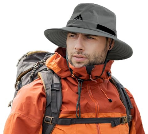 Comhats Wasserdichter Bucket Hat für kleine Köpfe, Outdoor-Hut zum Wandern, Golfen, Safari, Angeln, Wandern - Regenhüte - UPF 50+ Sonnenhut verstellbar, faltbar, Winddicht Grau XL