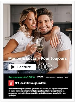 Affiche personnalisée style Netflix – Cadeau couple amoureux personnalisé avec photo – Poster film romantique A4 ou A3 saint valentin mariage