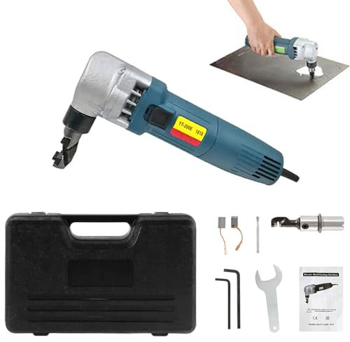 BDJSN Sheet Metal Cutter, 1700RPM Industrial Electric Nibbler for 1.8mm/0.07'' Steel Plate Metal, Curved/straight Sheet Cutting Machine for Stainless Steel, Aluminium, Plastic