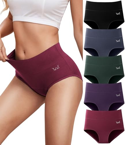 RUIXUE Mutandine da Donna a Vita Alta, Pacco da 5 Slip Traspirante Culotte Comode Elasticizzato Intimo