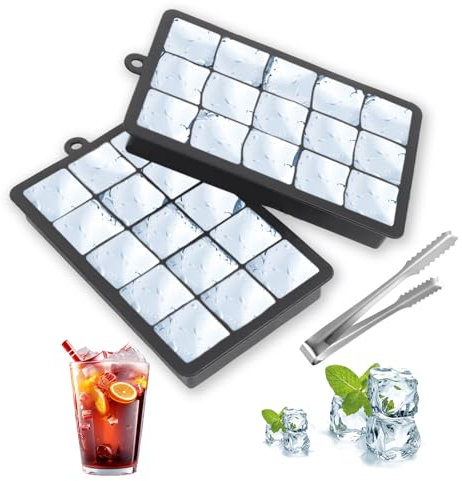 2 Pièces Moule à Glaçons, Reutilisable Bac à Glaçons en Silicone avec Pinces à Glace, 15 Compartiments Bac à Glaçons en Silicone pour Whisky Cocktails Vin Fruits