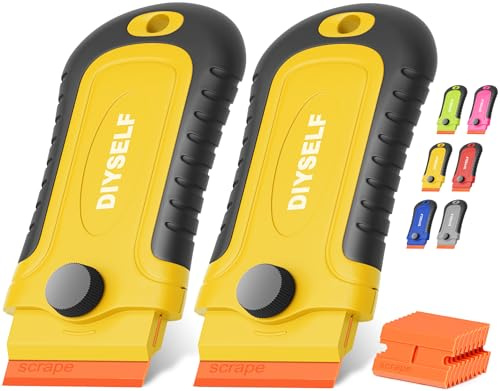 DIYSELF 2er Pack Kunststoffschaber, 10 Plastikklingen, Klebereste Entferner