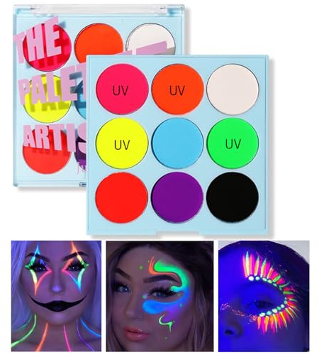 Face Painting Kit, 9 Colors Body Paint For Adult,Include Matte And Uv Paint Neon Face Paint, Safe & Non-Toxic Washable Pride Face Paint For Halloween Christmas Festival Party