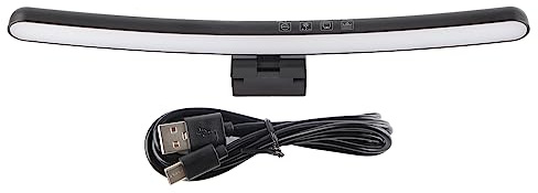 TIKATARER Monitorljusfält, Asymmetrisk Optisk Ingen Skärmbländning Monitorlampa med 7 Färger RGB 3 Färgtemperaturlägen Touch Control LED Arbetslampa för 15 Till 22 Tums Böjd Skärm