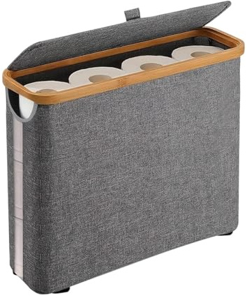 Organizador de Papel higiénico en el baño,Organizador Plegable autoportante | Almacenamiento de Rollos con Tapa y asa - para un máximo de 12 Rollos en el hogar, baño, salón y la lavandería