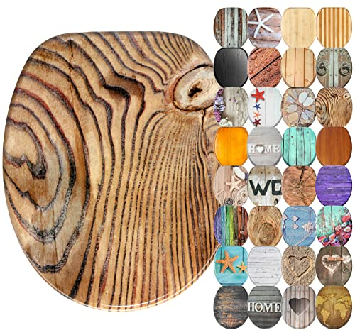 Sanilo WC Sitz mit Absenkautomatik, viele schöne Holz Toilettendeckel zur Auswahl, hochwertige und stabile Qualität (Grain)