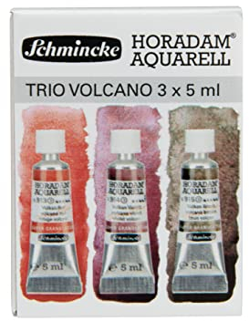 Schmincke – HORADAM® AQUARELL, Super Granulation Trio Vulkan, 5 ml Tuben, 74 890 097, Kartonset, sehr stark granulierende Farbtöne, feinste, supergranulierende Aquarellfarben