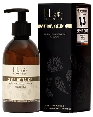 Hairfluencer - Bio Aloe Vera Gel aus Blattsaft - 250ml natürliches Aloe Vera Gel ohne Parabene & Alkohol - Aloe Vera zur Pflege von Haut und Haaren - feuchtigkeitsspendendes Gel