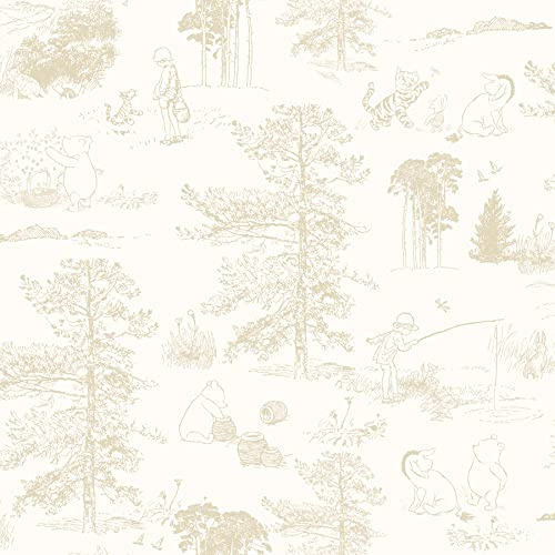 RoomMates Disney Winnie The Pooh Toile Beige Peel & Stick Wallpaper , RMK12622RL
