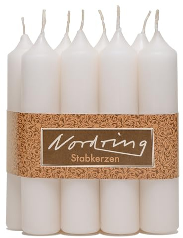 Nordring 8 pezzi candele a stelo color crema 2,2 x 11 cm di altezza