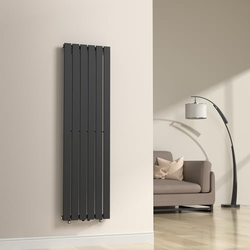 [neu.haus] Radiadores de Panel Monocapa Radiador de Diseño Plano Calefactor de Baño Salón de Agua Caliente de Pared Conexión Inferior Central 790W Acero 160 x 45 cm - Negro