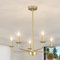 QAREHL Kronleuchter Gold, 5 Flammig Kronleuchter Modern Vintage Hängelampe mit E14 Fassung, Pendelleuchte Gold für Wohnzimmer Esszimmer Schlafzimmer Küche Flur