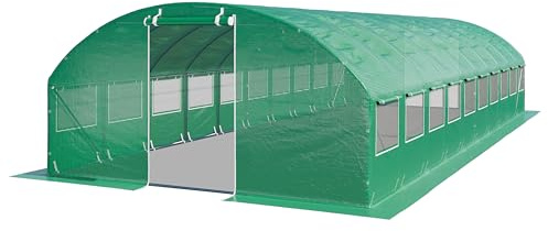 TOOLPORT Invernadero túnel Invernadero Jardín para Plantas con Ventanas 4x10m - Lona de PE 180g/m² Verde Transparent